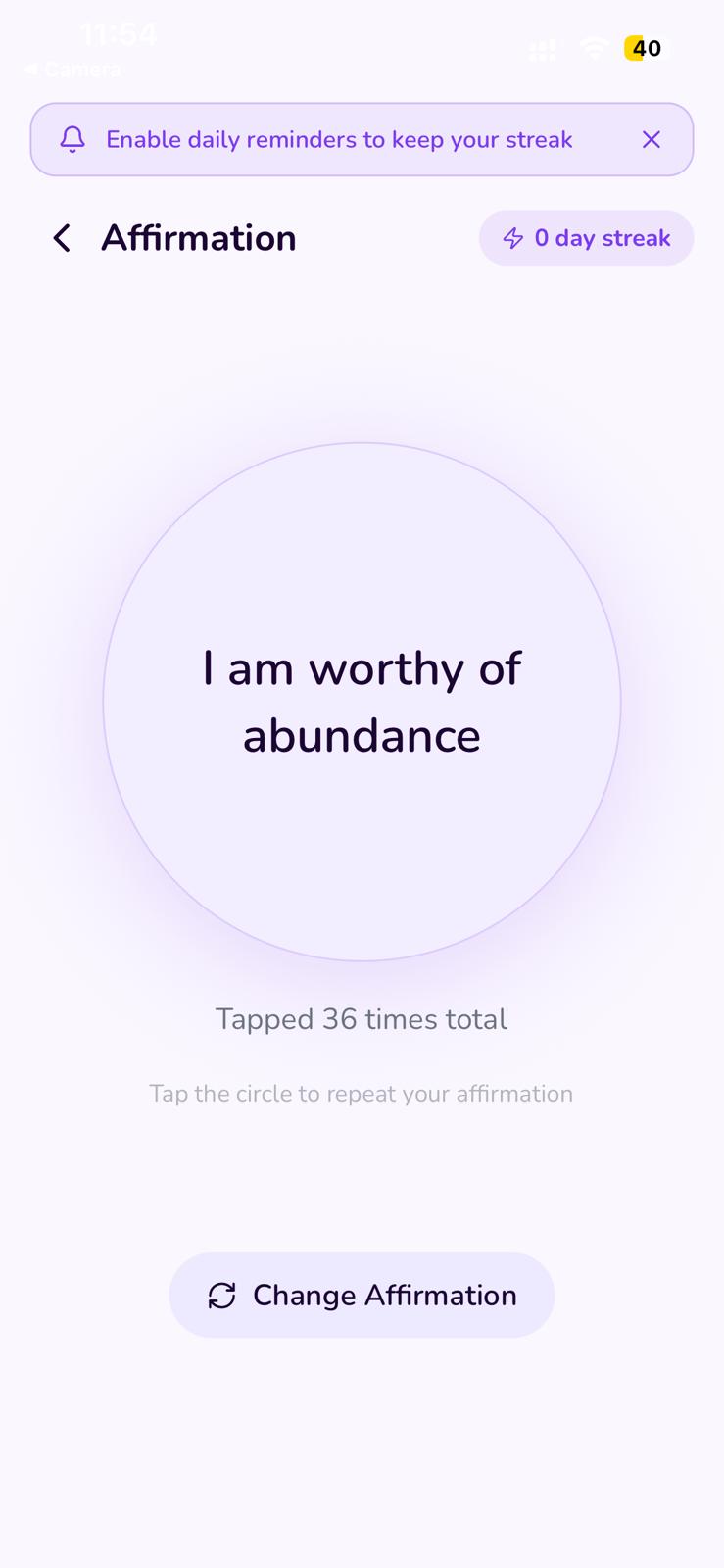 Tap-to-practise affirmations